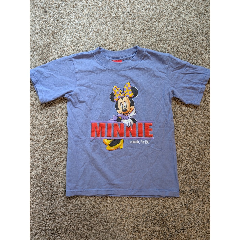 Disney Minnie Mouse T-Shirt Kids 6/8 Blue Vintage Orlando Florida Graphic Tee